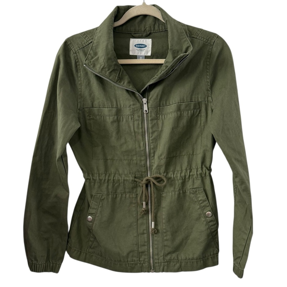 Old Navy XS Utility Field Jacket – Olive Green Drawstring Waist